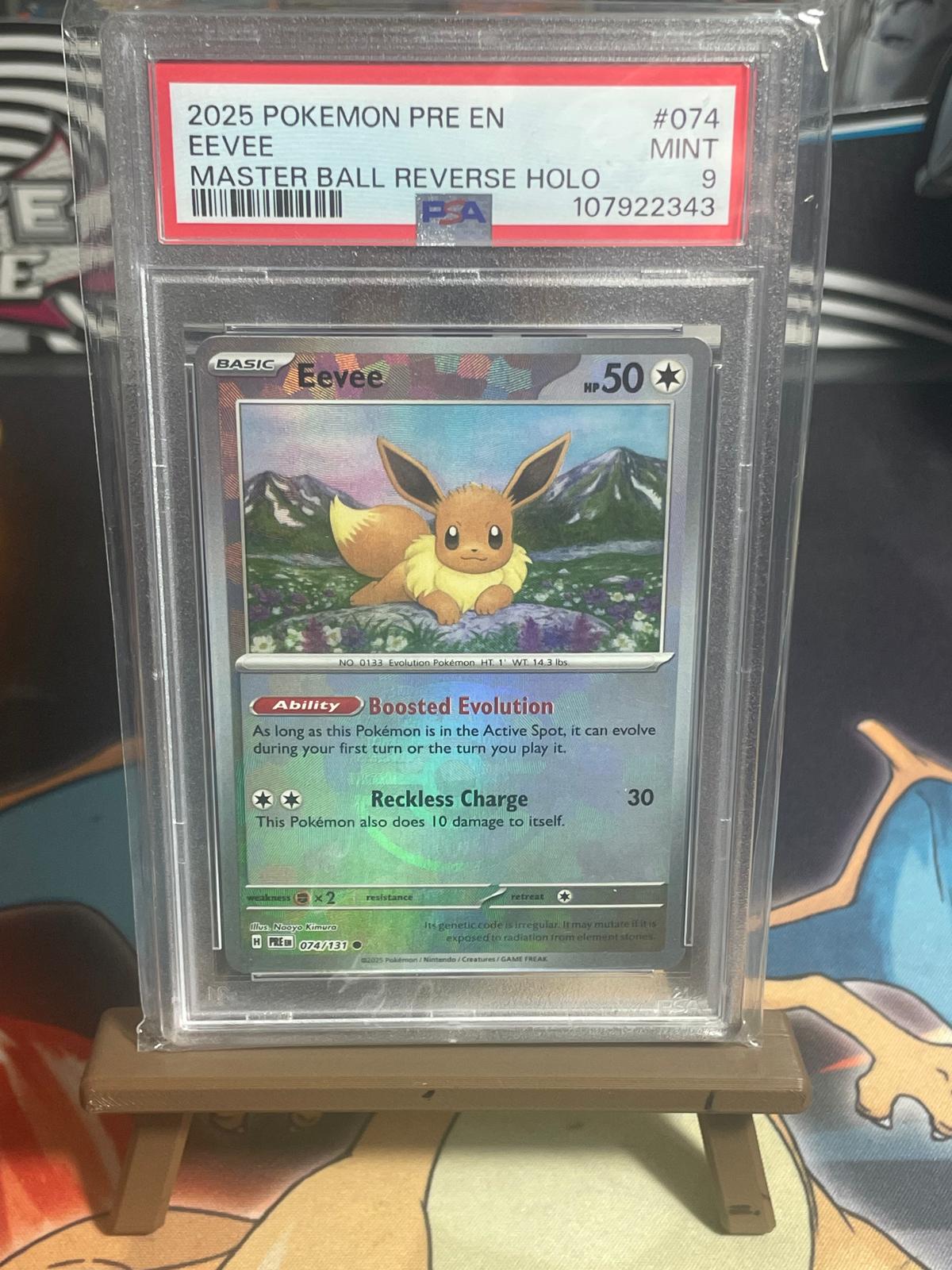 Eevee Reverse Holo Masterball PSA 9